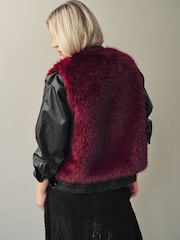 Berry Pink Faux Fur Gilet - Image 3 of 4