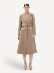 Remain Slim Fitted Long Line Brown Coat - Image 1 of 6