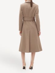 Remain Slim Fitted Long Line Brown Coat - Image 2 of 6