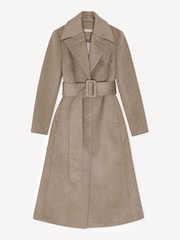 Remain Slim Fitted Long Line Brown Coat - Image 4 of 6