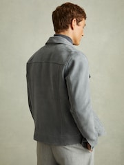 Reiss Sky Blue Eden Suede Trucker Jacket - Image 4 of 6