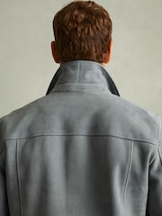 Reiss Sky Blue Eden Suede Trucker Jacket - Image 5 of 6