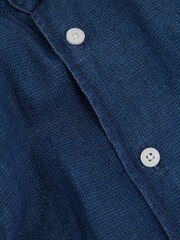 Reiss Blue Multi Delta Linen-Cotton Puppytooth Cutaway Collar Shirt - Image 6 of 6