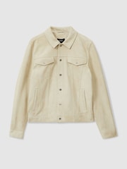 Reiss Off White Eden Suede Trucker Jacket - Image 2 of 6