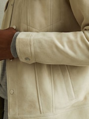 Reiss Off White Eden Suede Trucker Jacket - Image 4 of 6