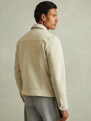 Reiss Off White Eden Suede Trucker Jacket - Image 5 of 6