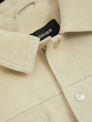 Reiss Off White Eden Suede Trucker Jacket - Image 6 of 6