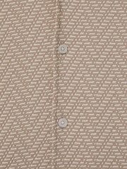 Reiss Oatmeal Jono Zig-Zag Cuban Collar Shirt - Image 4 of 4