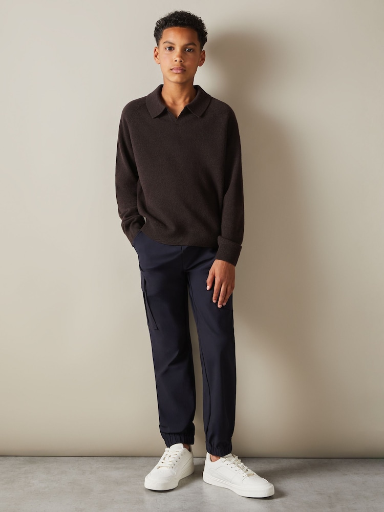 Marrón chocolate - Reiss Grange Wool-Cashmere Open Collar Polo Shirt - Imagen 1 de 4 Marrón chocolate - Reiss Grange Wool-Cashmere Open Collar Polo Shirt - Imagen 1 de 4