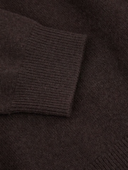 Reiss Chocolate Brown Grange Junior Wool-Cashmere Open Collar Polo Shirt - Image 4 of 4