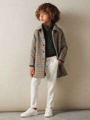 Reiss Dark Military Green Blackhall 9-13 yrs Merino Wool Half-Zip Funnel Neck Jumper - Image 3 of 4