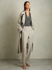 Reiss Charcoal Nixi Lyocell-Wool Open-Collar Top - Image 3 of 6