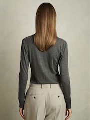 Reiss Charcoal Nixi Lyocell-Wool Open-Collar Top - Image 5 of 6