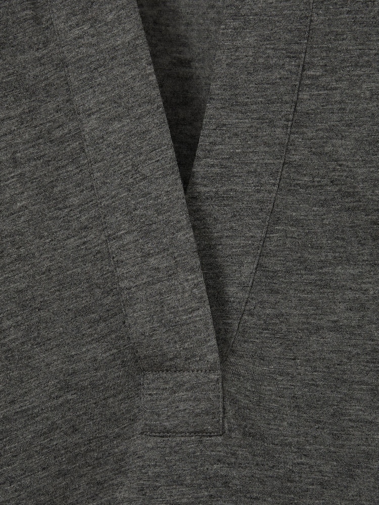 Reiss Charcoal Nixi Lyocell-Wool Open-Collar Top - Image 6 of 6
