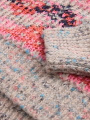 Pink Fluoro High Neck Patterned Neppy Stripe Knitted Jumper - Image 13 of 13