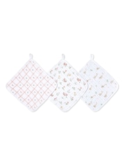 aden + anais Pink Essentials Country Floral 100% Cotton Muslin Washcloth Set 3 Pack - Image 1 of 2
