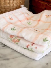 aden + anais Pink Essentials Country Floral 100% Cotton Muslin Washcloth Set 3 Pack - Image 2 of 2