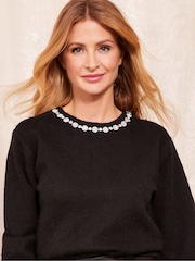Friends Like These Black Embellished Neckline Jumper - Image 1 of 4