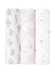 aden + anais Pink Large Blankets Silky Soft French Floral Print 100% Cotton Muslins 3 Pack - Image 10 of 10