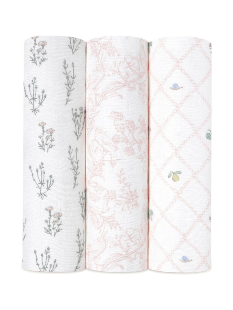 aden + anais Pink Large Blankets Silky Soft French Floral Print 100% Cotton Muslins 3 Pack - Image 10 of 10