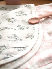 aden + anais Pink Burpy Silky Soft French Floral 100% Cotton Bibs 2 Pack - Image 2 of 5