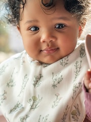 aden + anais Pink Burpy Silky Soft French Floral 100% Cotton Bibs 2 Pack - Image 3 of 5