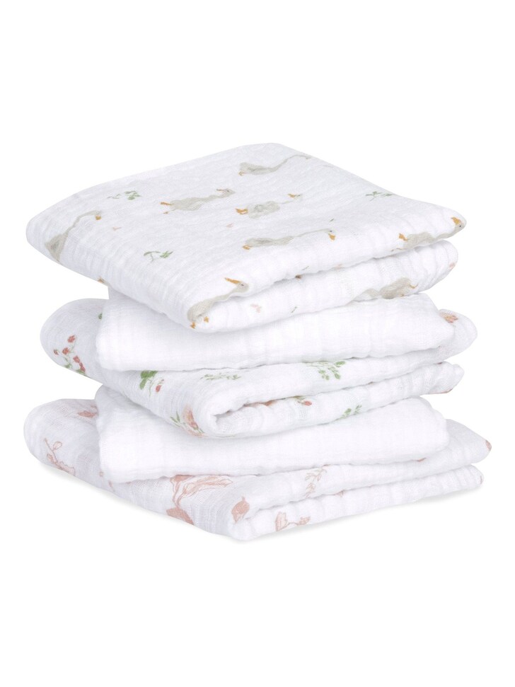 aden + anais Pink Essentials 100% Cotton Squares Country Floral Muslins 5 Pack