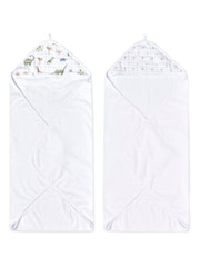 aden + anais Pink Essentials Hooded Towel Country Floral 100% Cotton Muslins 2 Pack - Image 1 of 6