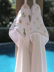 aden + anais Pink Essentials Hooded Towel Country Floral 100% Cotton Muslins 2 Pack - Image 6 of 6