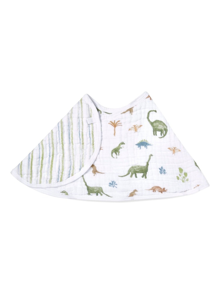 aden + anais Green Essentials 100% Cotton Baby Burpy Bib Dino Jungle Muslin - Image 5 of 5