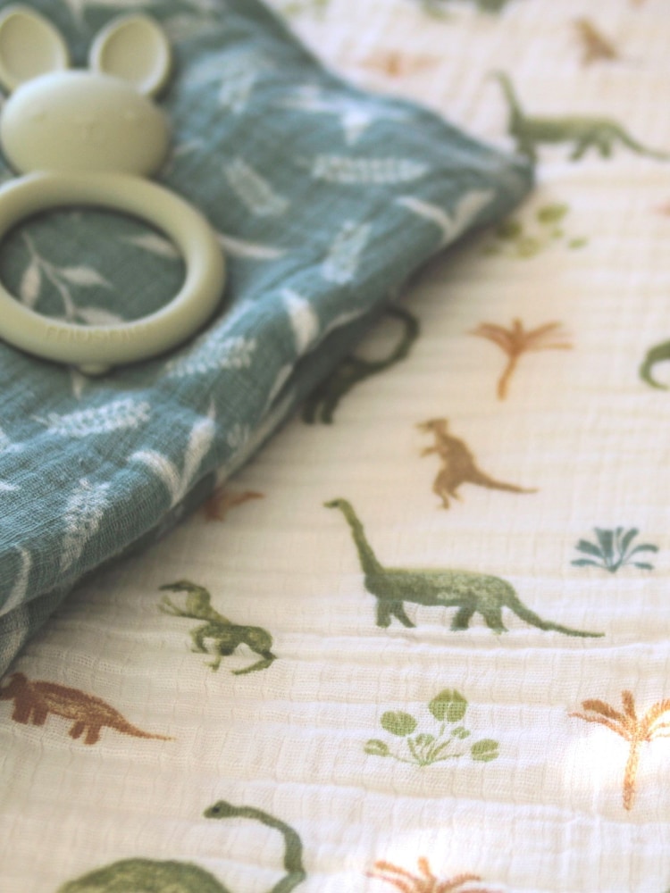 aden + anais Green Essentials 100% Cotton Blanket Dino Jungle Muslins 2 Pack - Image 2 of 2 aden + anais Green Essentials 100% Cotton Blanket Dino Jungle Muslins 2 Pack - Image 2 of 2