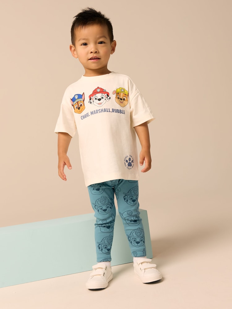 Blue/Neutral Paw Patrol Short Sleeve 100% Cotton T-Shirts and Leggings Set (3mths-8yrs) - Image 1 of 8