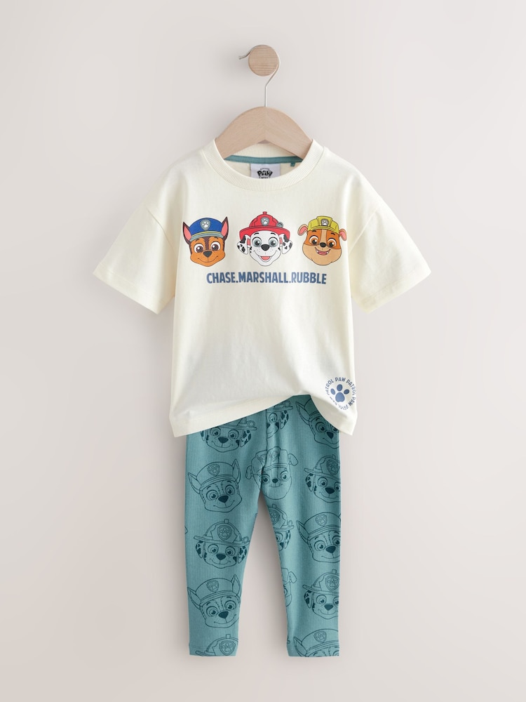 Blue/Neutral Paw Patrol Short Sleeve 100% Cotton T-Shirts and Leggings Set (3mths-8yrs) - Image 5 of 8