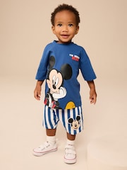 Blue/White Mickey Mouse T-Shirt & Shorts Set (3mths-8yrs) - Image 2 of 9