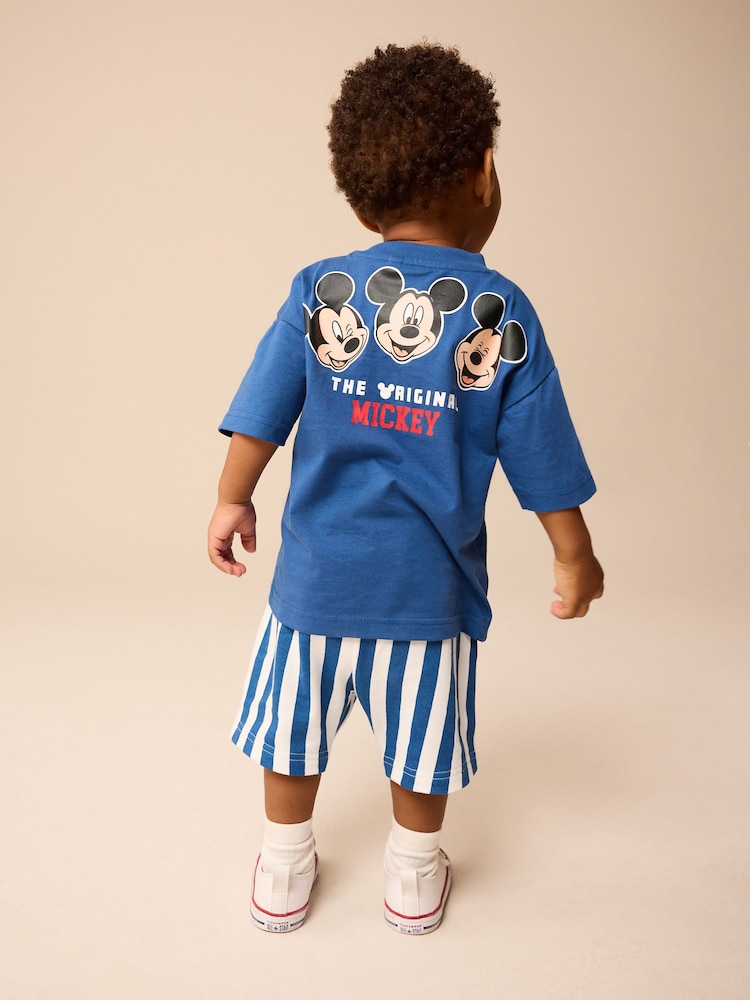 Blue/White Mickey Mouse T-Shirt & Shorts Set (3mths-8yrs) - Image 3 of 9