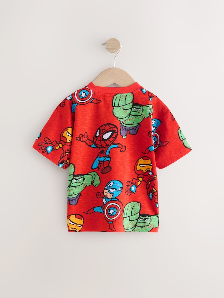 Red Marvel Short Sleeve 100% Cotton T-Shirt (6mths-8yrs) - Image 2 of 4