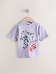 Lilac Rolling Stones - تيشِرت بكُم قصير مُزيَّن برسمة غرافيك باند (3 شهور-8 سنوات) - صورة 1 من 4
