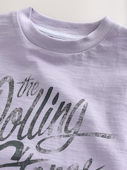 Lilac Rolling Stones - تيشِرت بكُم قصير مُزيَّن برسمة غرافيك باند (3 شهور-8 سنوات) - صورة 3 من 4