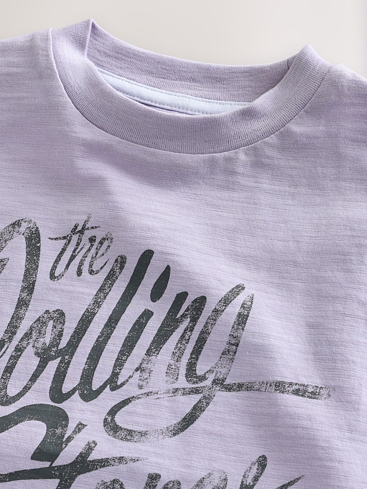 Lilac Rolling Stones Band Graphic Short Sleeve T-Shirt (3mths-8yrs) - Image 3 of 4