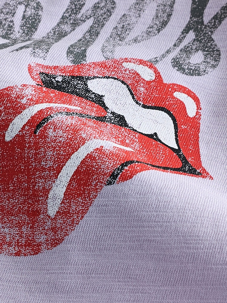 Lilac Rolling Stones - تيشِرت بكُم قصير مُزيَّن برسمة غرافيك باند (3 شهور-8 سنوات) - صورة 4 من 4