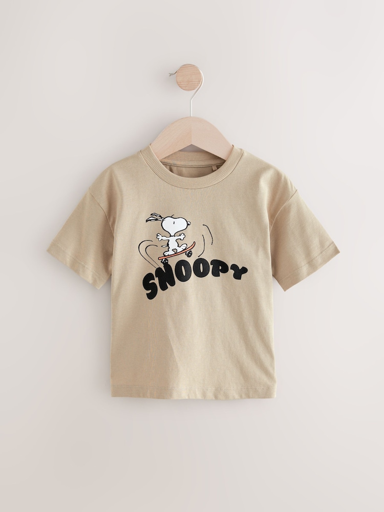 Neutral Snoopy Short Sleeve Back Print T-Shirt (3mths-7yrs) - Image 1 of 4
