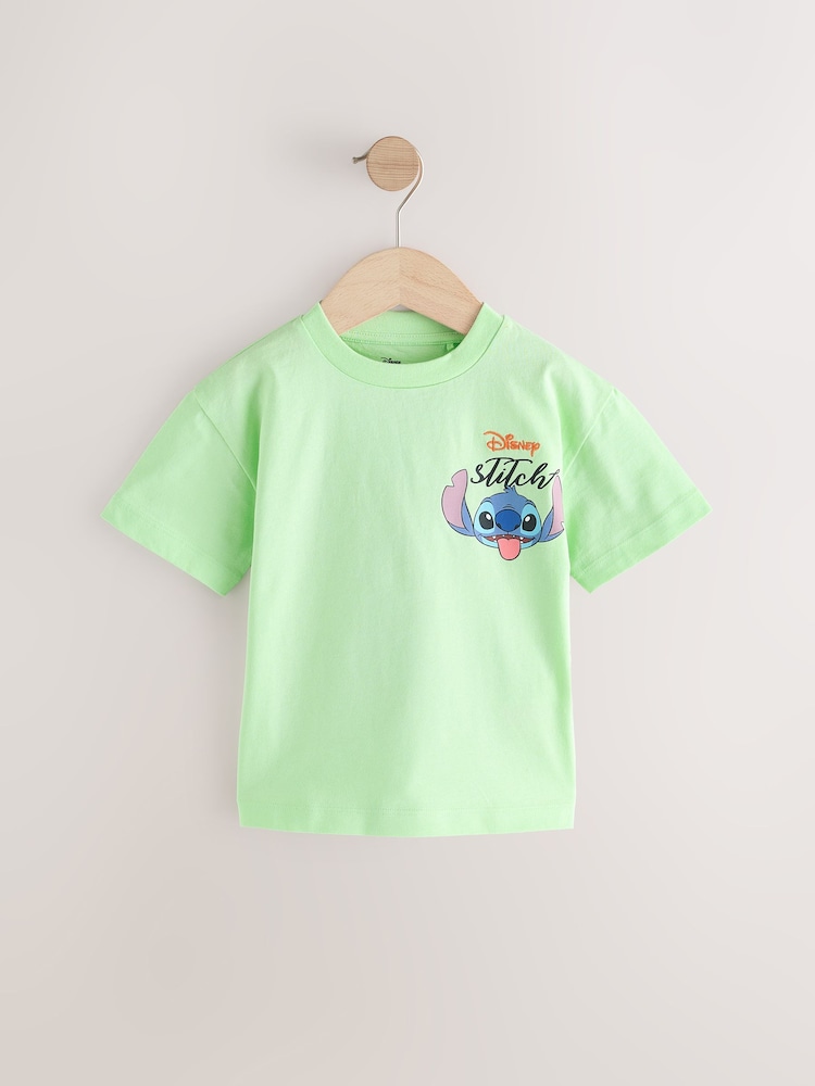 Green Lilo & Stitch Short Sleeve 100% Cotton T-Shirt (3mths-8yrs) - Image 1 of 4