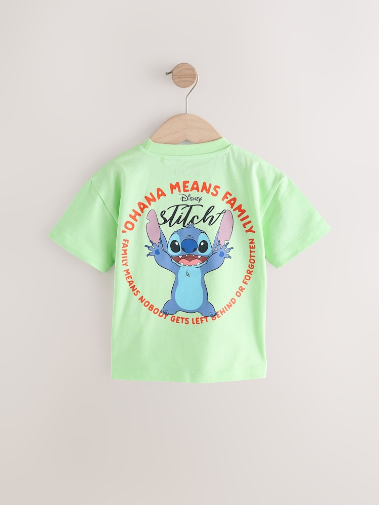 Green Lilo & Stitch Short Sleeve 100% Cotton T-Shirt (3mths-8yrs) - Image 2 of 4