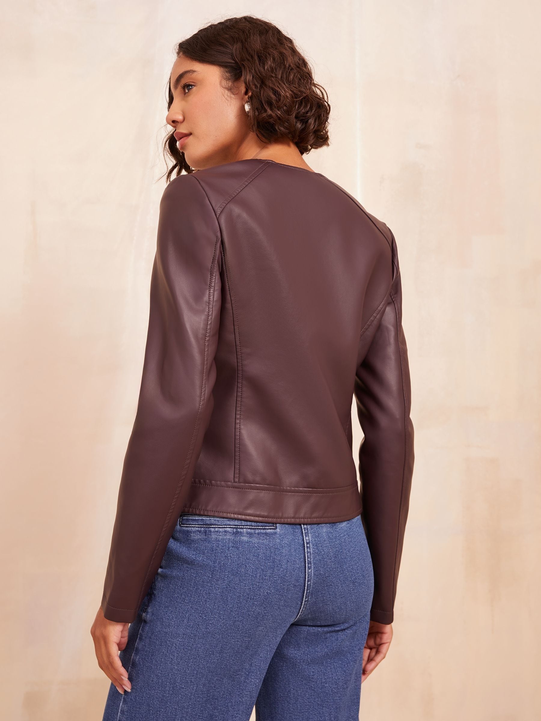 Red faux leather jacket outlet
