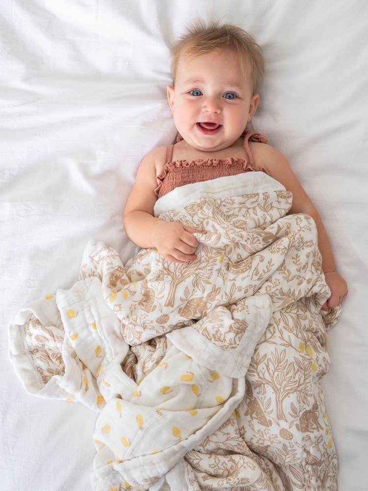 aden + anais White Dream Silky Soft Natural Woodland 100% Cotton Blanket - Image 1 of 4