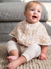 aden + anais White Burpy Silky Soft Natural 100% Cotton Woodland Bibs 2 Pack - Image 1 of 4