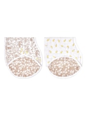 aden + anais White Burpy Silky Soft Natural 100% Cotton Woodland Bibs 2 Pack - Image 2 of 4