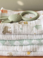 aden + anais White Essentials 100% Cotton Elephant Circus Muslin Squares 5 Pack - Image 2 of 5