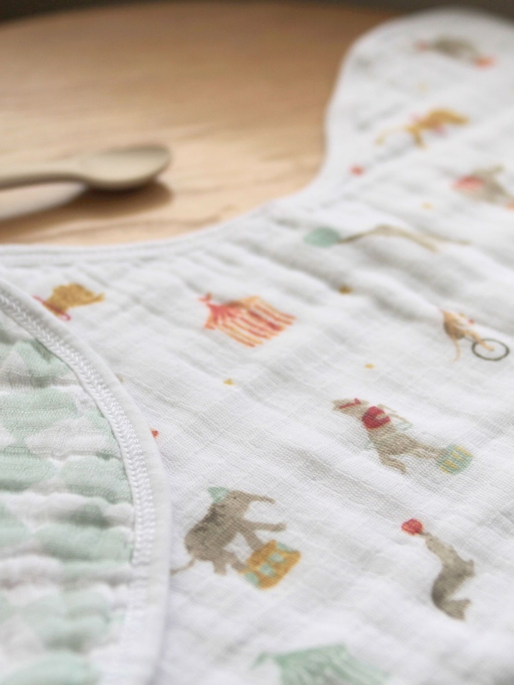 aden + anais White Essentials 100% Cotton Baby Burpy Bib Elephant Circus Muslin - Image 2 of 5 aden + anais White Essentials 100% Cotton Baby Burpy Bib Elephant Circus Muslin - Image 2 of 5