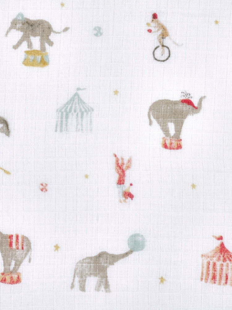 aden + anais White Essentials 100% Cotton Muslin Blanket Elephant Circus Muslins 4 Pack - Image 2 of 8
